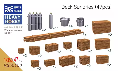 MUYI Model 1/350 Scale Military Model Scene Deck Building Sundries (47pcs) for Modeler Hobby DIY Acc