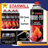 [28 Cans/1 Carton] STARWILL SWGAS-230 Liquefied Butane Cartridge Camping Gas Portable Stove Gas Torc