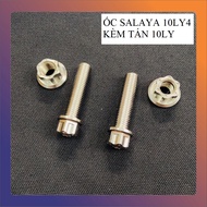 (CHUYÊN ỐC SALAYA) Combo 02 ốc SALAYA 10ly4 SÁNG BÓNG và 02 tán SALAYA đầu hở 10Ly gắn cốt phuộc các