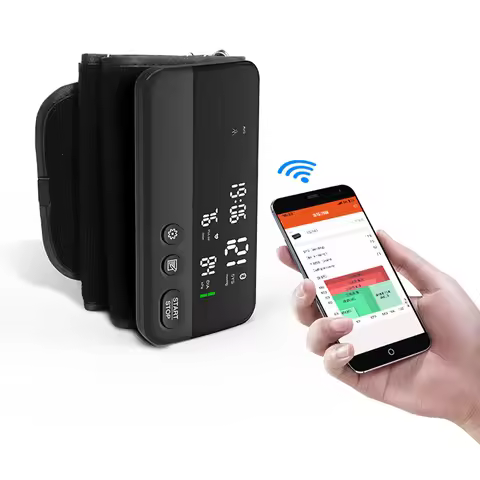Bluetooth Digital Blood Pressure Monitor Supports English, Spanish LCD Display, Rechargeable Upper A