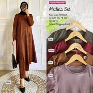 New Setelan Baju Tunik dan Celana Wanita Muslimah Motif Kotak2 MEDINA