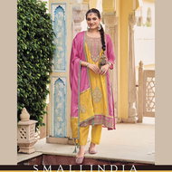 {**ส่งฟรี**} SMALL INDIA 🌺 Pure Heavy Chinon Pakistani Suit Set ชุดเซ็ทเสื้อกางเกง 🌺 Women Suit Set