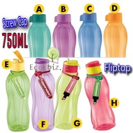Tupperware Eco Water Bottle  750ml Screw Cap / Flip Top [FREE NAME TAG- Random Pick design]