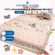 Abraca Dabra 1000TC 3in1 Bedding set 100% pure cotton Fitted Bedsheet and pillowcase Fit Height 25cm