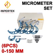 Micrometer Set 0-150 mm Micro Meter 6 pcs Manual Alat Ukur Outside Mikro 0 25 50 75 100 150mm