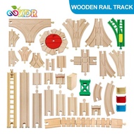 Children Wooden Train Rail Track Toy Kids DIY Beech Track Accessories Compatible With Tomas And His Friends Train Track Set Toys