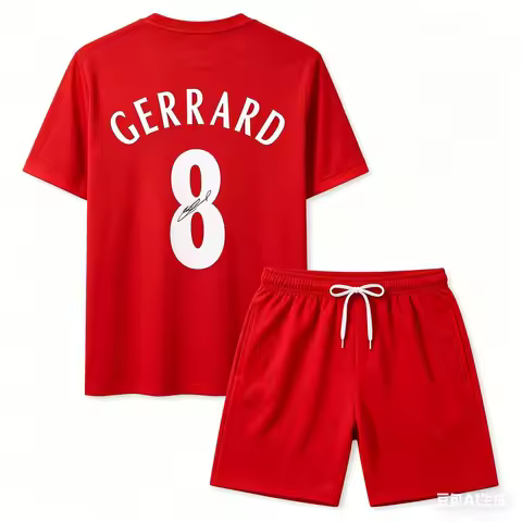 New Steven Gerrard Liverpool Autographed Fanatics 2021-22 Jersey Set Adults Summer Motorcycle Quick-