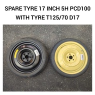 Spare Tyre 17 Inch 5H PCD100 ( T125/70 D17 ) Toyota Wish Caldina Prius Subaru Forester Legacy / Taya