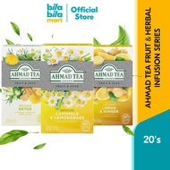 AHMAD Tea (Detox Herbal Infusion, Lemon & Ginger, Camomile & Lemongrass) Herbal Infusion Tea (20 Tea