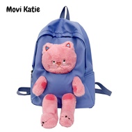 Movi Katie กระเป๋าเป้สะพายหลังสำหรับเด็ก,กระเป๋าเป้สะพายหลัง Paket Fashion กระเป๋าเป้เด็กผู้หญิงแมวน่ารักกระเป๋าตุ๊กตาผ้ากำมะหยี่บุคลิกใหม่กระเป๋าเดินทางกระเป๋านักเรียนความจุมาก