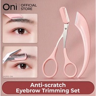 Oni Professional Eyebrow Scissors & Razor Set - 2pcs Precise Brow Trimming & Shaping Tools Comb Faci