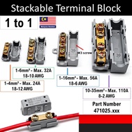 1 to 1 Stackable Terminal Block 4mm2 6mm2 16mm2 35mm2 Penyambung Wayar Sambungan Kabel electrical wi