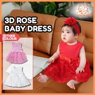 Baby Girl 3D Rose Dress full moon girl dress one-year-old dress baby princess