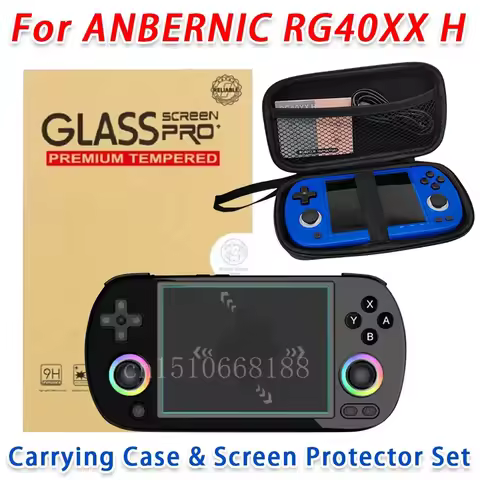 For Anbernic RG40XX H Video Game Console Carrying Case & Screen Protector Set Hard Shell Storage Bag