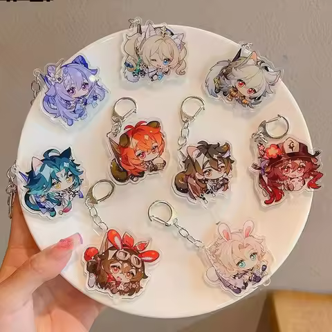 Anime Game Yuan Shen Mobile Lanyard Cute Cartoon Character Hu Tao Albedo Yae Miko Venti Zhongli Xiao