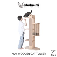 BlackMimi LIMOLIMO Premium Selected Wooden Cat Tree - Simple Elegant Solid Premium Pinewood Cat Tree Popsicle Style