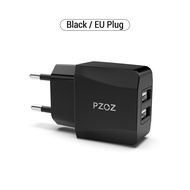 Pzoz ที่ชาร์จ USB สำหรับเดินทางปลั๊ก EU ที่ชาร์จเร็วแบบพกพาที่ชาร์จสองผนังโทรศัพท์มือถือสำหรับ iPhone Samsung Xiaomi