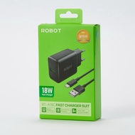 Robot RT-A18C Fast Charger Suit 18W Charger Head Adapter + Original Type C Cable Type C Charger