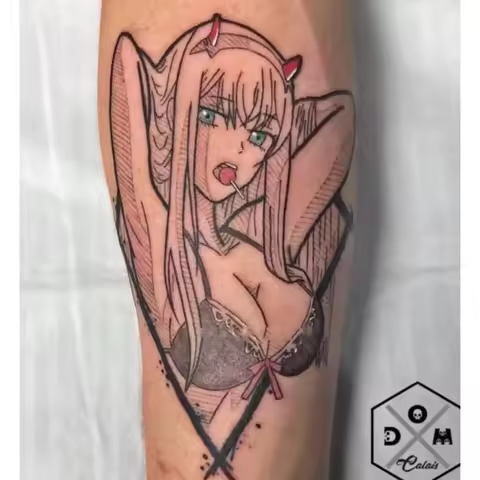 Anime DARLING in the FRANXX 02 Temporary Tattoos Cartoon Body Art Waterproof Long-Lasting Fake Tatto