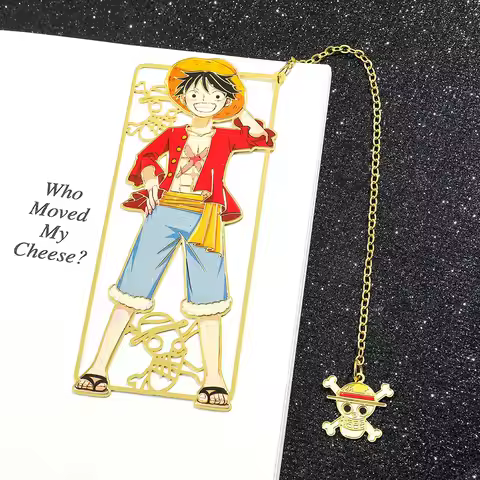 Anime One Piece Metal Bookmark Hollow Bronzing Bookmark for Book Club Reader Writers Book Lovers Stu