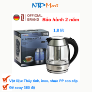 Ấm đun bình đun nước siêu tốc 1.8 lít thủy tinh LEBENLANG từ Đức gồm lõi lọc trà bằng inox bảo hành