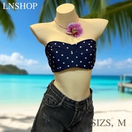 N36 Bikini Top Bra Swimsuit Blue White Polka Dot Pattern No Sponge Products Photographed From Real W