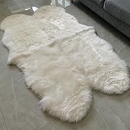 Kopal Genuine Australian Sheepskin Rug, Real Lambskin Area Rug, 4X6 ft 4 Pelt, Natural White