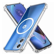 For Moto G64 G34 Case With Wireless Charging Magnetic Ring Sticker Shockproof Clear Soft Silicone Ph
