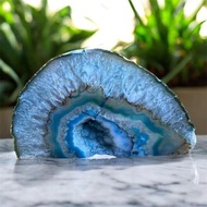 【絕美✨】巴西天然藍瑪瑙水晶洞擺件 | 辦公室家居療癒能量原石 $288