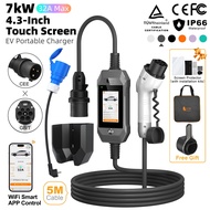 Feyree เครื่องชาร์จ EV แบบพกพารถยนต์ไฟฟ้าสาย7KW แท่นชาร์จแบบ2 32A หน้าจอสามารถปรับได้ปัจจุบัน5เมตร