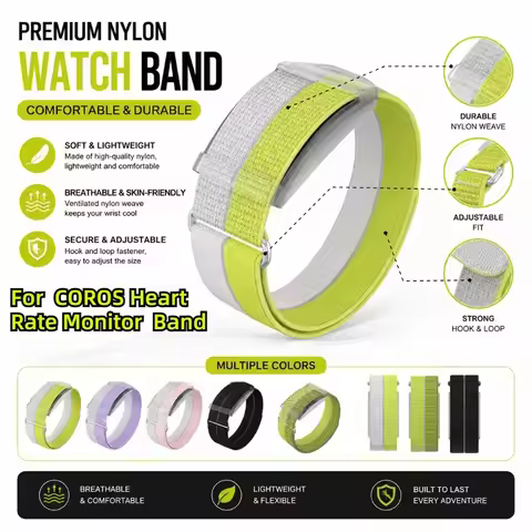 Nylon Watch Strap for COROS Heart Rate Monitor Breathable Adjustable Nylon Replacement Wristband for