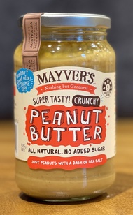 MAYVERS 100% Natural No Added Oil & Sugar Gluten Free Crunchy HI-OLEIC Peanut Butter {VEGAN} 375gm -