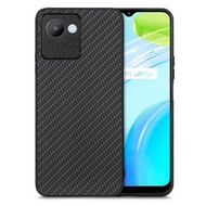 全城熱賣 - 適用於 Realme C30 纖維紋 貼皮手機殼（黑色）