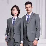 中國電信工作服西裝男女職業裝淺灰色西服套裝電信營業廳工裝制服