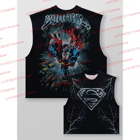 Superman Basketball vest Unisex Gothic T-shirt Superhero Tee Outdoor Comfortball Retro hip-hop shirt