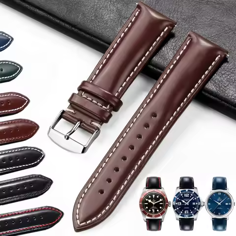Cowhide Men's Bracelet for Longines for Seiko SKX007 for Fossil Genuine Leather Watch Band for Omega