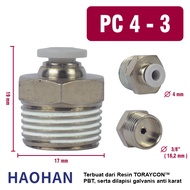 PC Nepel Angin Fitting Pneumatic Lurus Male Selang