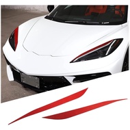 Soft 3D Real Carbon Fiber Car Front Headlight Brow Decoration Trim Sticker Trim Compatible with Corv