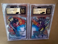 CGC 10 Gem Mint Vegeta: GT, Son Goku: GT FB09-117, FB09-100 SR Dual Evolution card