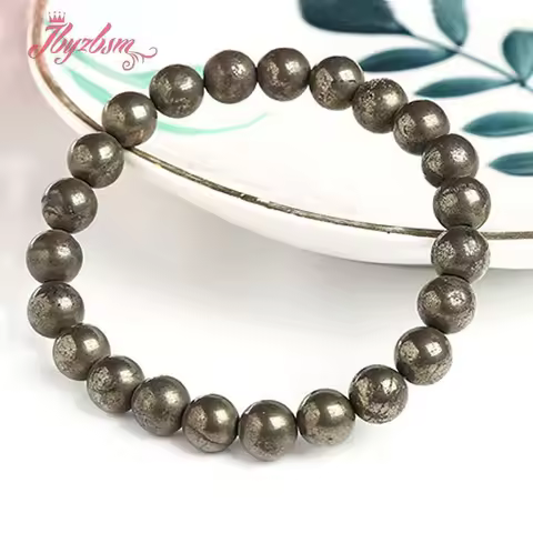 Natural Pyrite Bracelet Stone Beads Couple Elastic Line Bangle Bracelet 7 Inich For Woman Jewelry Gi