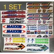 1 SET MTB/BMX BIKE STICKERS SHIMANO/CANNONDALE/SPECIALIZED/MAXXIS/GT BICYCLE FRAME STICKERS