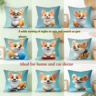throw pillow case 18x18 16x16 20x20inches Corgi Dog Cartoon cushion
