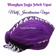 Popular) Blangkon Jogja Jebeh Folded Java East Motif In Purple - Size 9