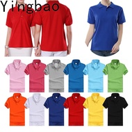 Yingbao [Ready Stock] M-4XL Polo t shirt Men Women 2021 tshirt Unisex Cotton Plain Color Plus Size High Quality Short Sleeve Slim Fit Shirt Black White Pink Red Grey Orange