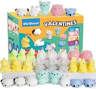 30 Packs Valentine's Day Cards with Mochi Squishy Toys, Mini Kawaii Stress Relief Squishy Toys Sets for Kids, Valentine's Day School Classroom Prizes, Valentine Exchange Gift (Mochi Toys)