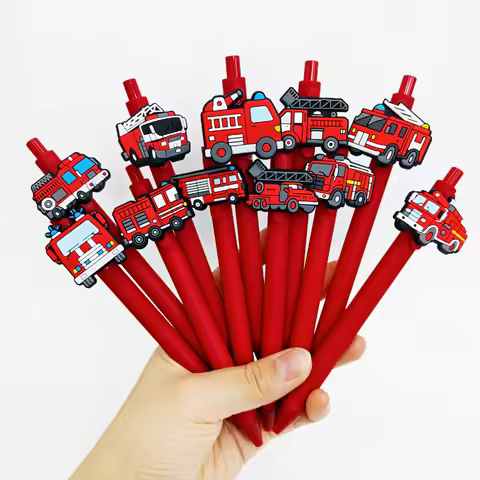 10Pcs/15Pcs Fire Truck Series Surface Mount Pen Transportation Theme Ballpoint Pen Student Writing G