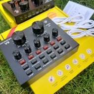 Mixer mini bluetoot volume Alat Karaoke Portabel | Mixer Audio V8 SoundCard Bluetooth USB Cas 18 Sou
