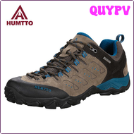 QUYPV HUMTTO รองเท้าปีนเขาผู้ชาย,รองเท้าผ้าใบกลางแจ้งกันลื่นสำหรับผู้ชายรองเท้ากีฬาหนังไต่เขาเดินป่า