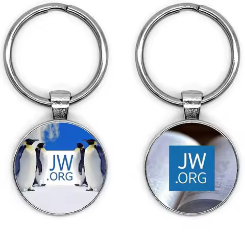 1pc Vintage JW Keychains Penguin Glass Dome Keychain Friendship Jewelry Gifts For Families