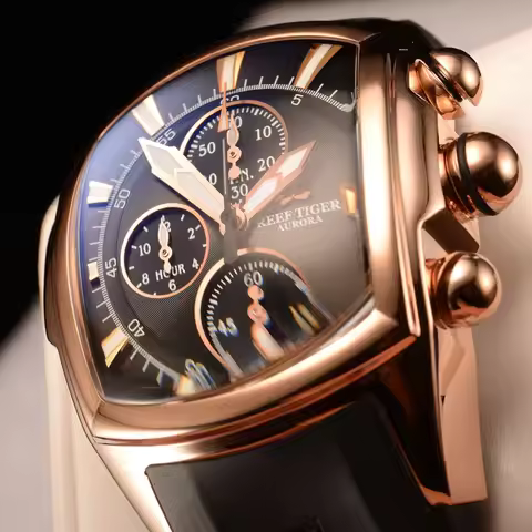 Reef Tiger RGA3069-T Men Multifunction Quartz Wrist Watch With Wateres Resistant,Chronograph,Luminou